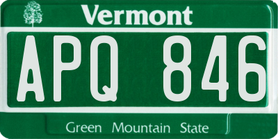 VT license plate APQ846