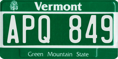 VT license plate APQ849