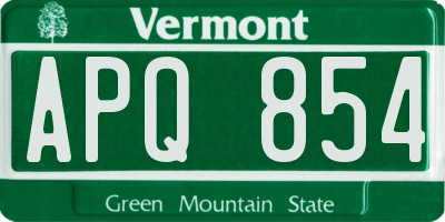 VT license plate APQ854