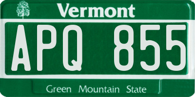 VT license plate APQ855