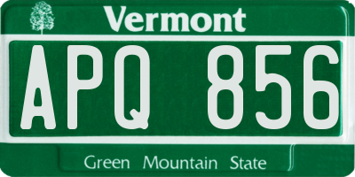 VT license plate APQ856