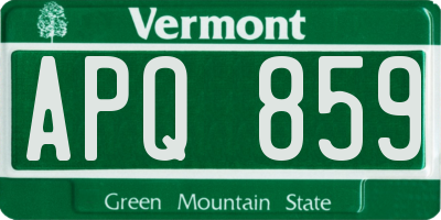 VT license plate APQ859