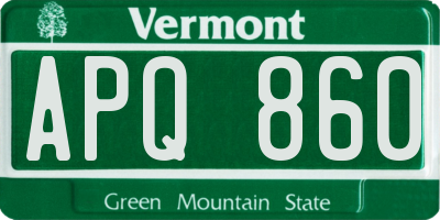 VT license plate APQ860