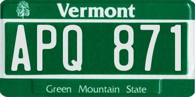VT license plate APQ871