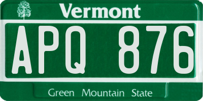 VT license plate APQ876