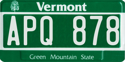 VT license plate APQ878