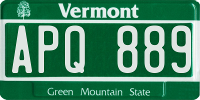 VT license plate APQ889