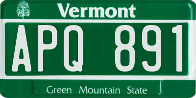 VT license plate APQ891