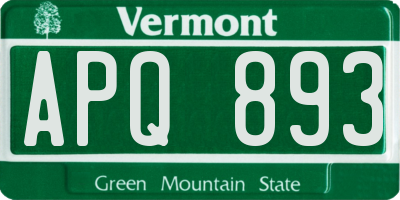 VT license plate APQ893