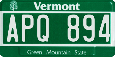 VT license plate APQ894