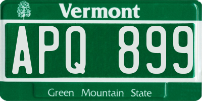 VT license plate APQ899
