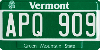 VT license plate APQ909