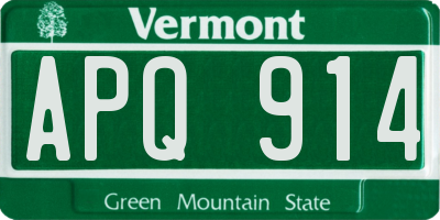 VT license plate APQ914