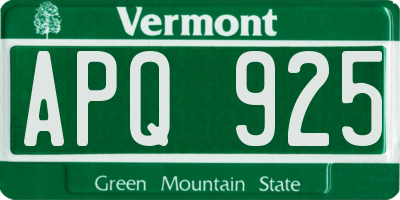 VT license plate APQ925