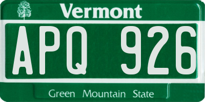 VT license plate APQ926