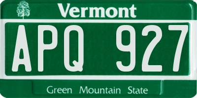 VT license plate APQ927
