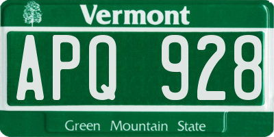 VT license plate APQ928