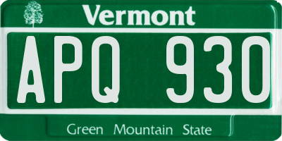 VT license plate APQ930