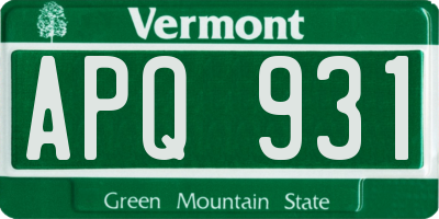 VT license plate APQ931