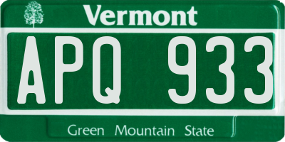 VT license plate APQ933