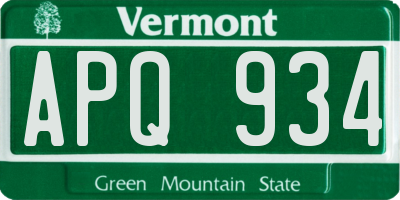 VT license plate APQ934