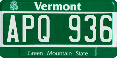VT license plate APQ936