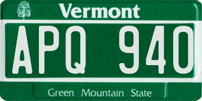VT license plate APQ940