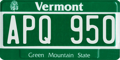 VT license plate APQ950