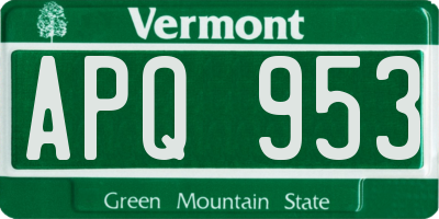 VT license plate APQ953