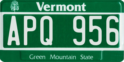 VT license plate APQ956