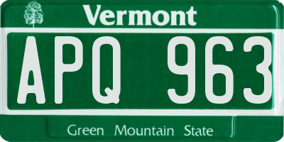 VT license plate APQ963