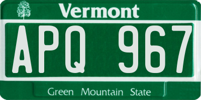 VT license plate APQ967