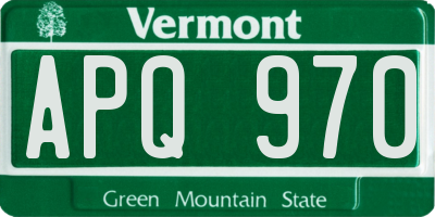 VT license plate APQ970