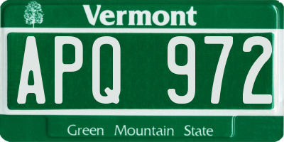 VT license plate APQ972