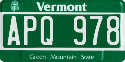 VT license plate APQ978