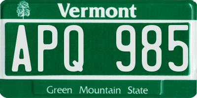VT license plate APQ985