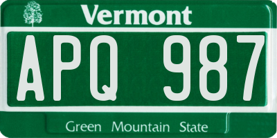 VT license plate APQ987