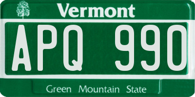 VT license plate APQ990