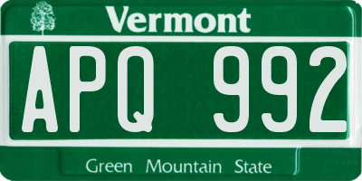 VT license plate APQ992