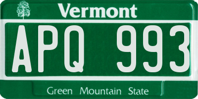 VT license plate APQ993