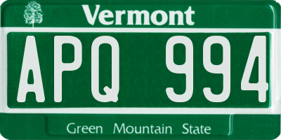 VT license plate APQ994