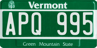 VT license plate APQ995