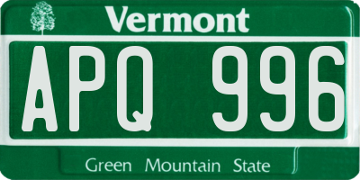 VT license plate APQ996