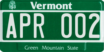 VT license plate APR002