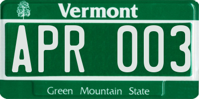 VT license plate APR003