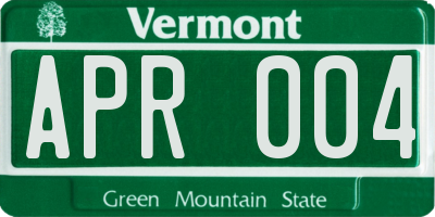 VT license plate APR004