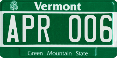 VT license plate APR006