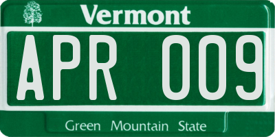 VT license plate APR009