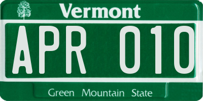 VT license plate APR010