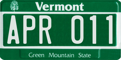 VT license plate APR011